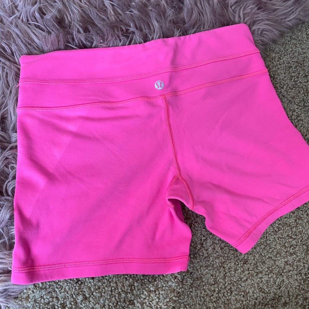 lululemon pink reverse-able workout shorts